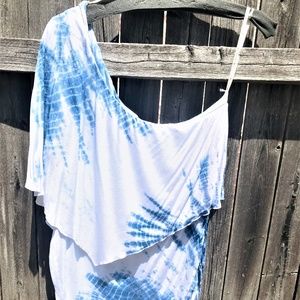BOSTON PROPER Tie Died One Shoulder Top ~ Large